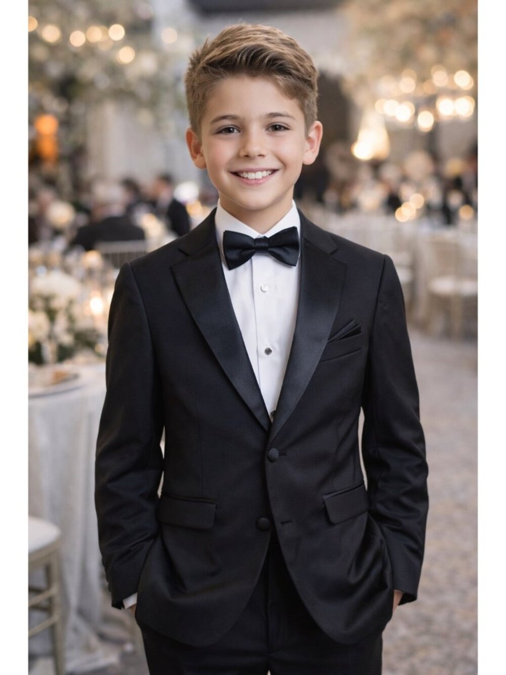 Isaac Mizrahi Boys Black Slim Fit Tuxedo Jacket Size 12 With Satin Lapel & Tags
